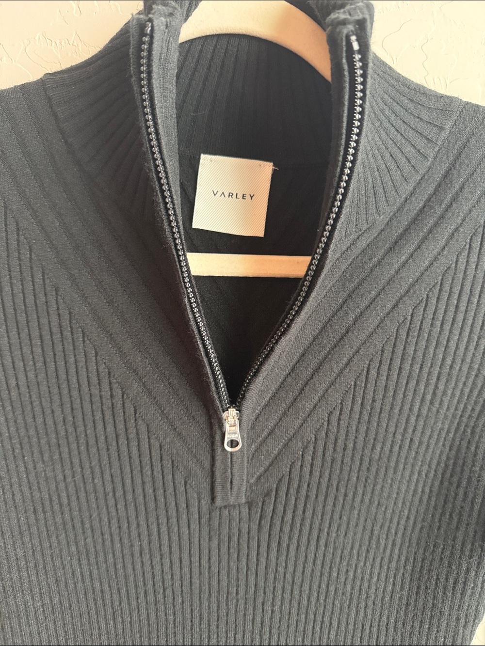 Varley Demi 2.0 Half-Zip Ribbed Knit Top Sweater - Black - Picture 3 of 9
